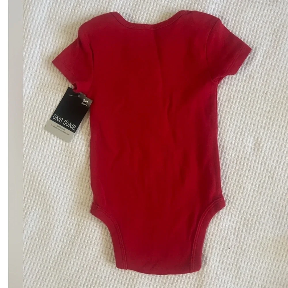 Okie Dokie‎ My First 4th of July Baby Bodysuit 9mos Red Patriotic NWT